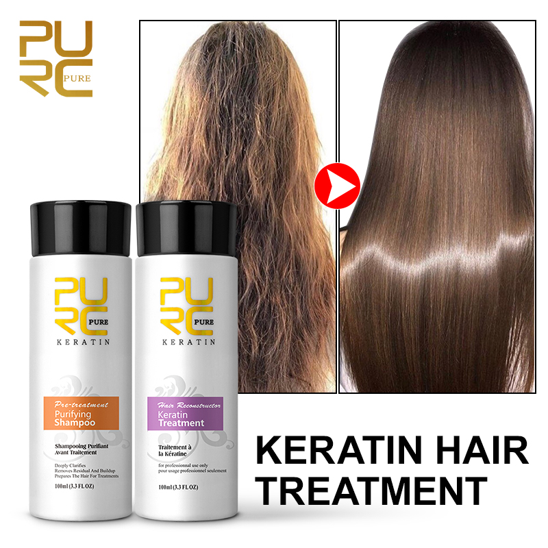 Keratin Treatment Set - PURC ブラジル産ケラチンヘアトリートメント カーリーダメージヘア用 ストレートニング スムージング スカルプトリートメント