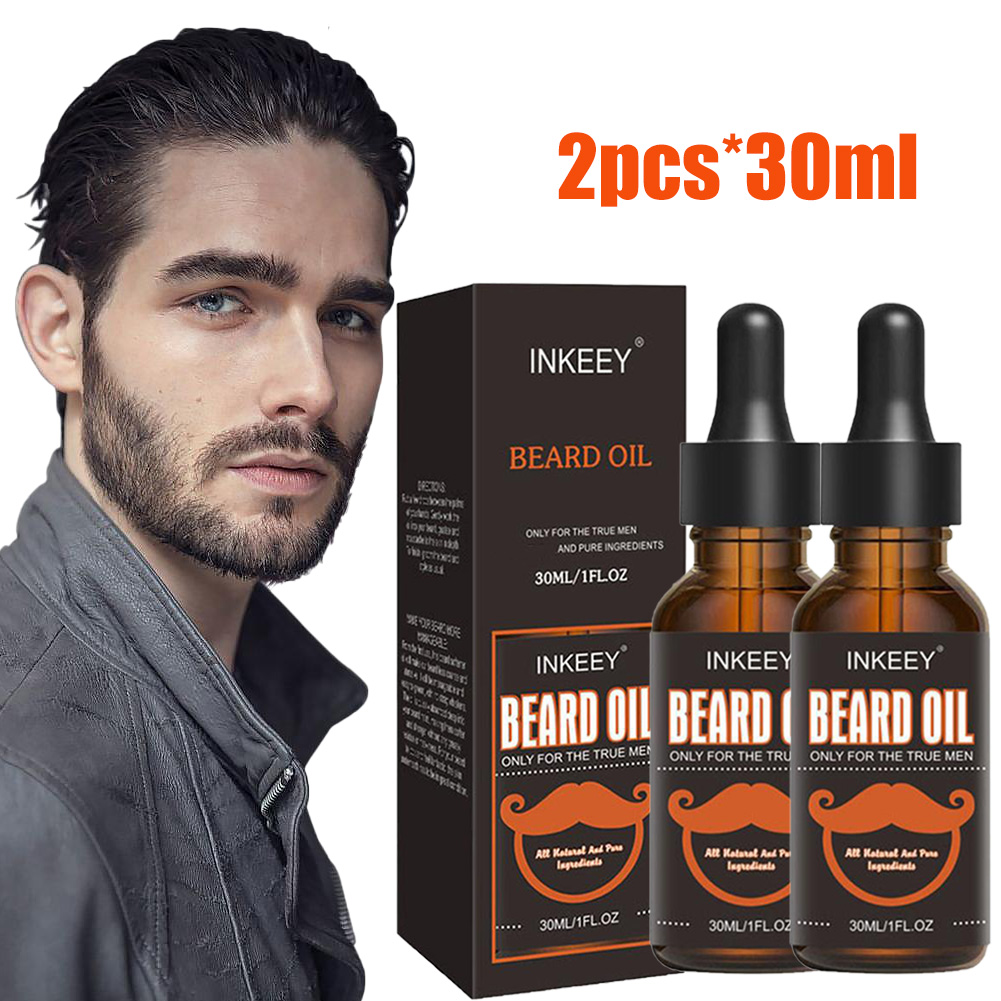 Hair Care Natural - 男性のためのあごひげケアオイル,自然なオーガニック,速乾性,マスタチ,スムーズ,栄養補給,ヘアケア,2個