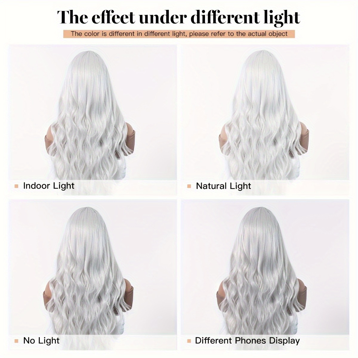 安信ブランド合成繊維ウィッグ：シルバーホワイトの自然な大きな - Hair Care Natural のレビューと価格