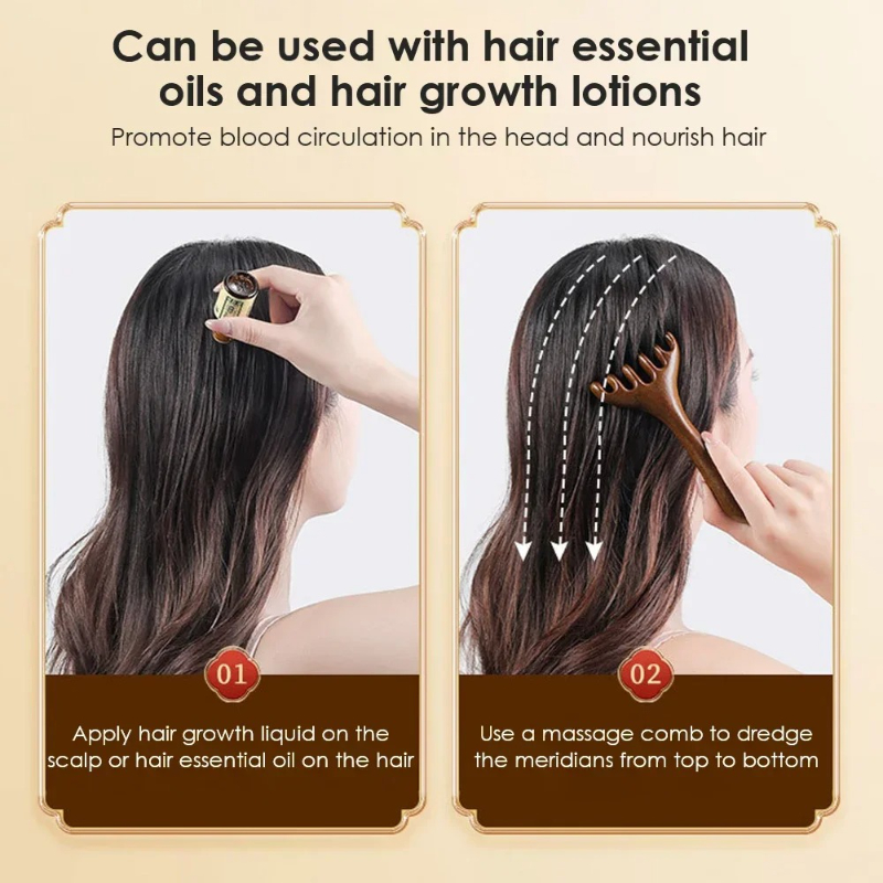 天然ゴールデンサンダルウッド五爪頭皮マッサージ器グアシャツー - Hair Care Natural のレビューと価格