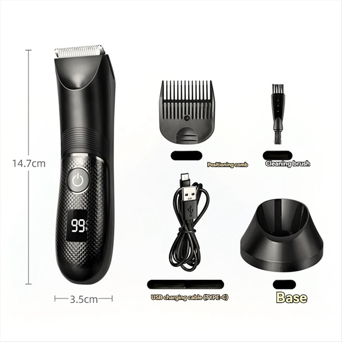 [T80C]メンズボディヘアトリマー、照明付き防水設計、乾湿 - Hair Care Works のレビューと価格