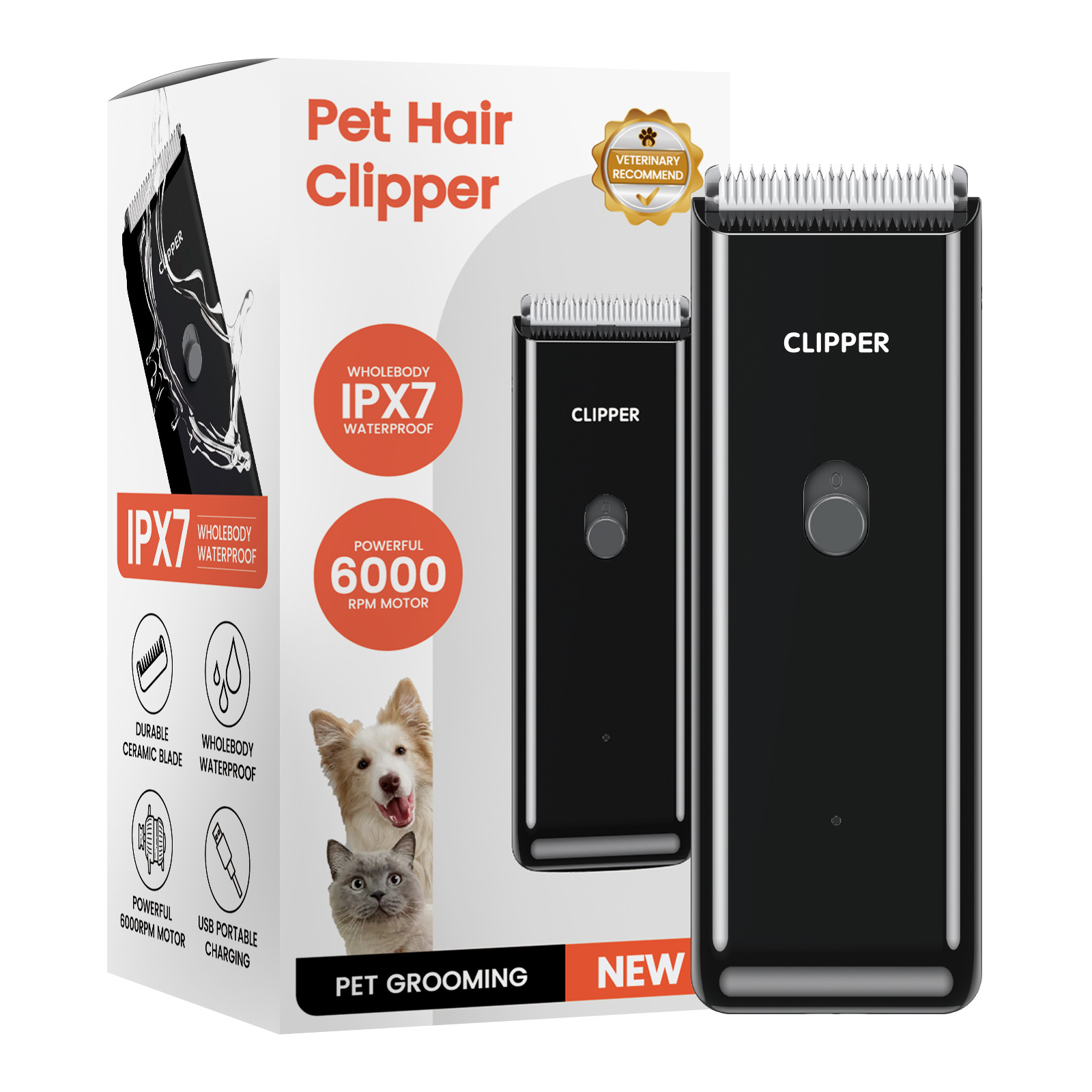 恐怖のないグルーミング！ 防水ペットバリカンは静かなモーター - Hair Care Logo のレビューと価格