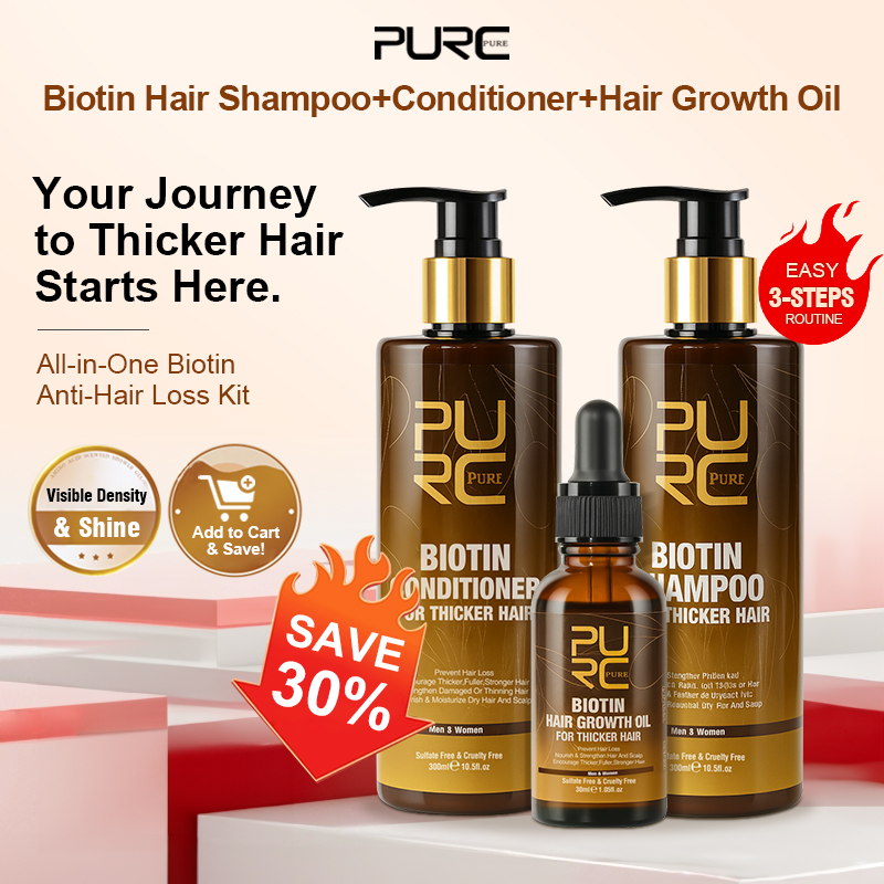 PURC ビオチン育毛オイルシャンプーコンディショナーセット - Keratin Treatment Set のレビューと価格